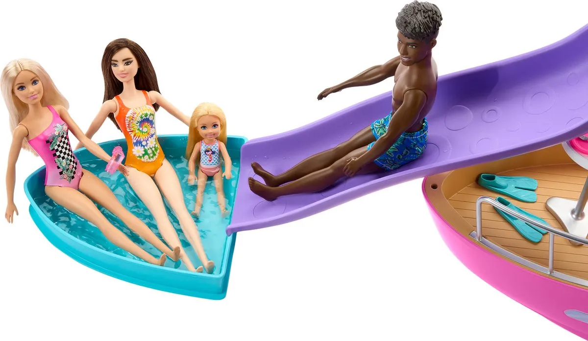 Barbie Droomboot Speelset HJV37 - Glijbaan & Meubels