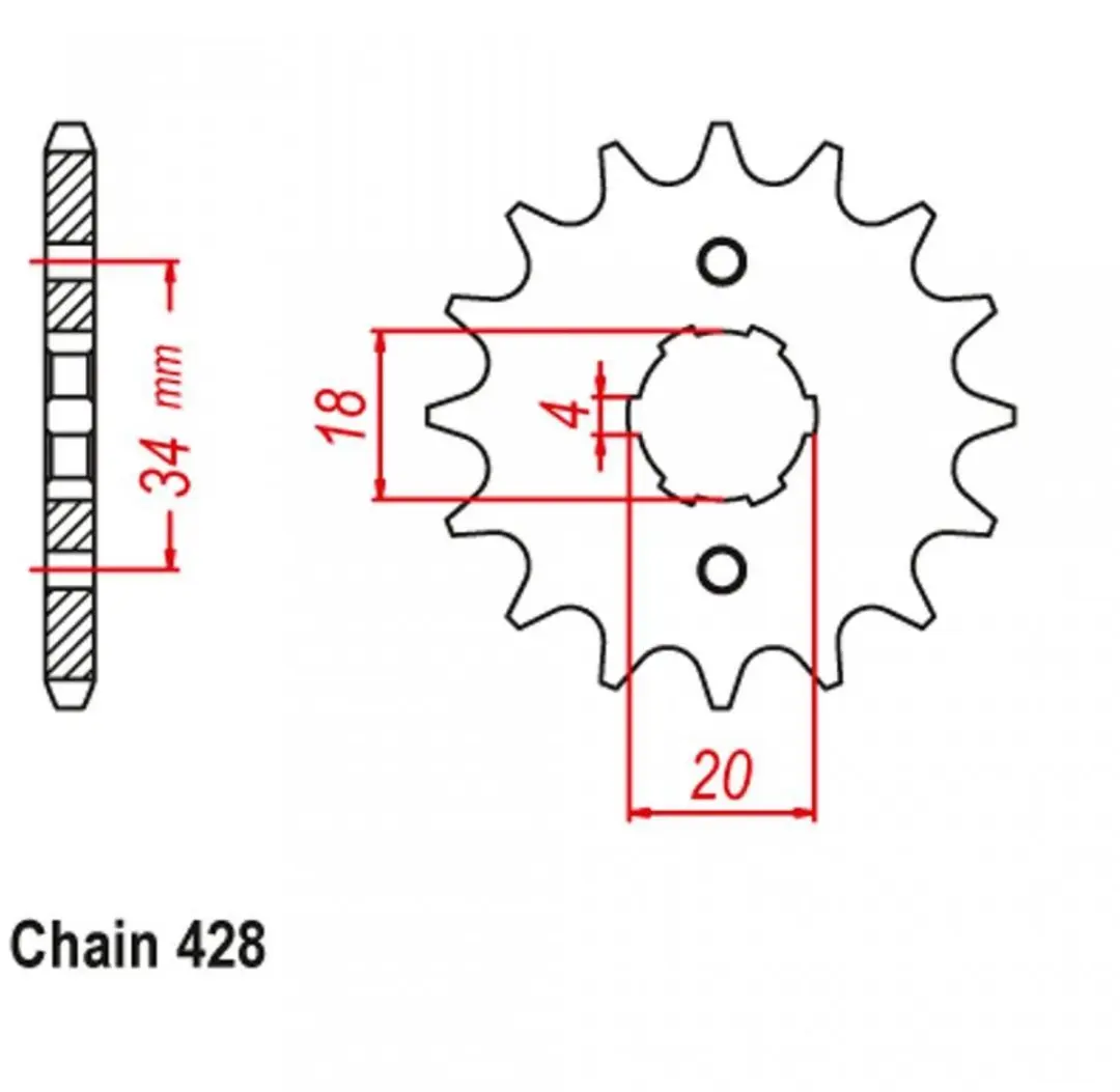 Pignon de sortie de boite JT Sprockets pour Moto Honda 125 XLS 1980 à 1982 JTF2
