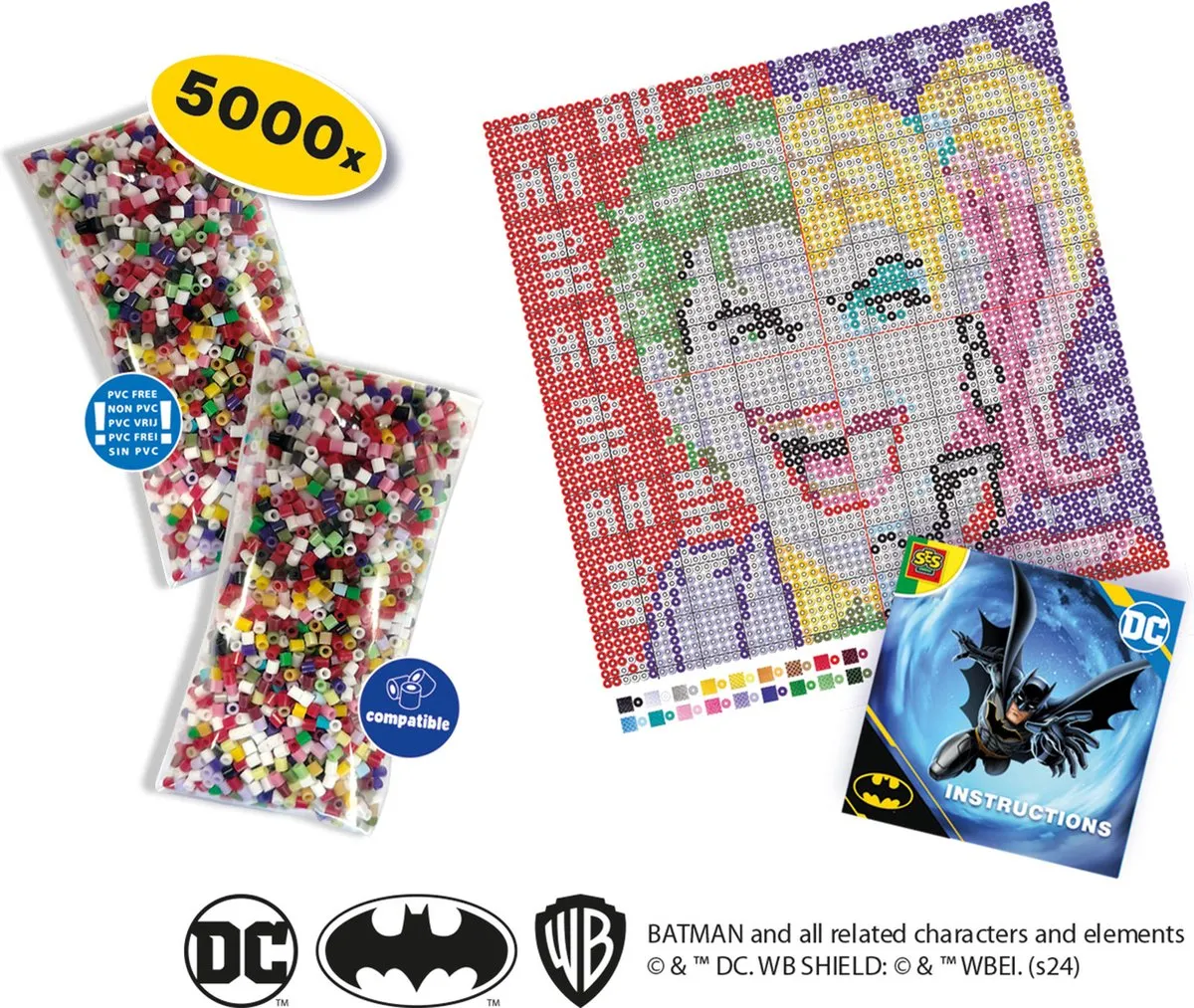SES Creative Beedz Art DC Batman Joker/Harley Quinn Strijkkralen 5000 Stuks