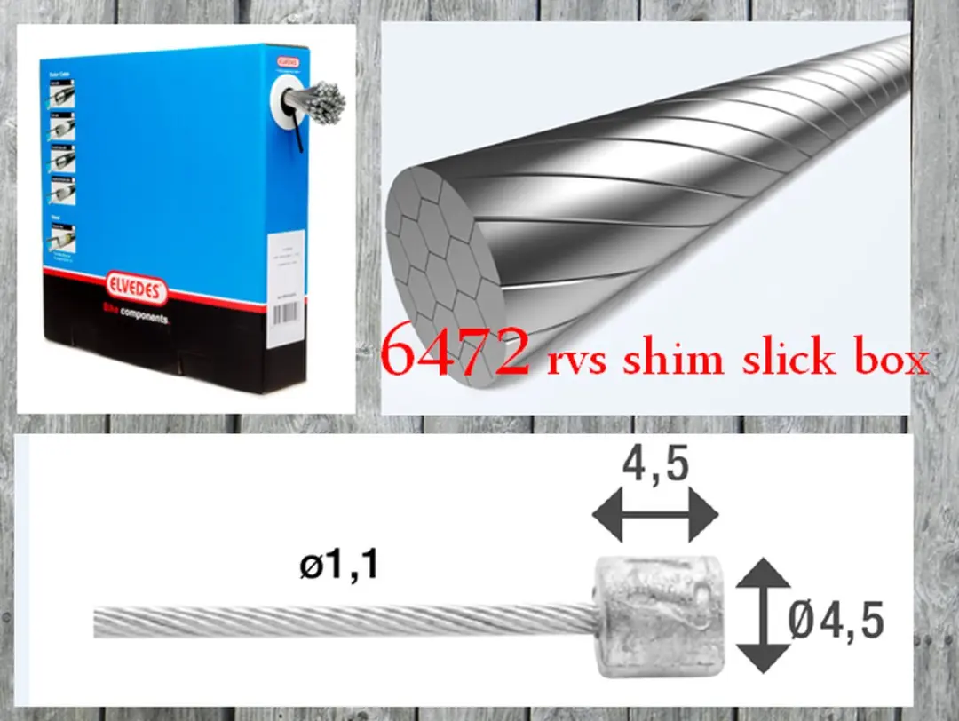 Elvedes binnenkabel RVS 2250mm 1x19 strengen 1,1mm N-nippel - afbeelding 6 van 6