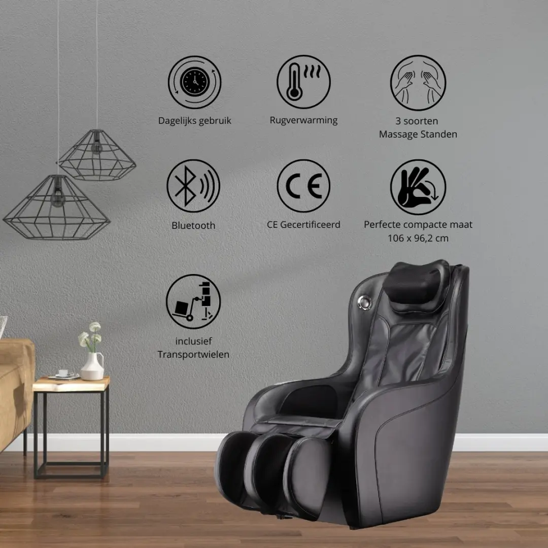 NRG Wellness Excellent Massagestoel - 3D Kuit/Hoofd - 3 Programma's - Zwart - afbeelding 5 van 6