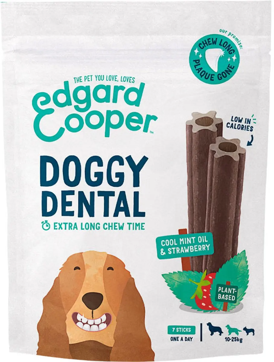 Edgard & Cooper Doggy Dental Aardbei&Munt Hondensnacks M