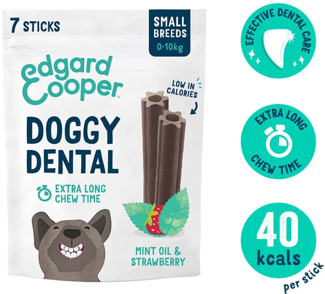 Edgard & Cooper Doggy Dental Aardbei&Munt Hondensnacks M