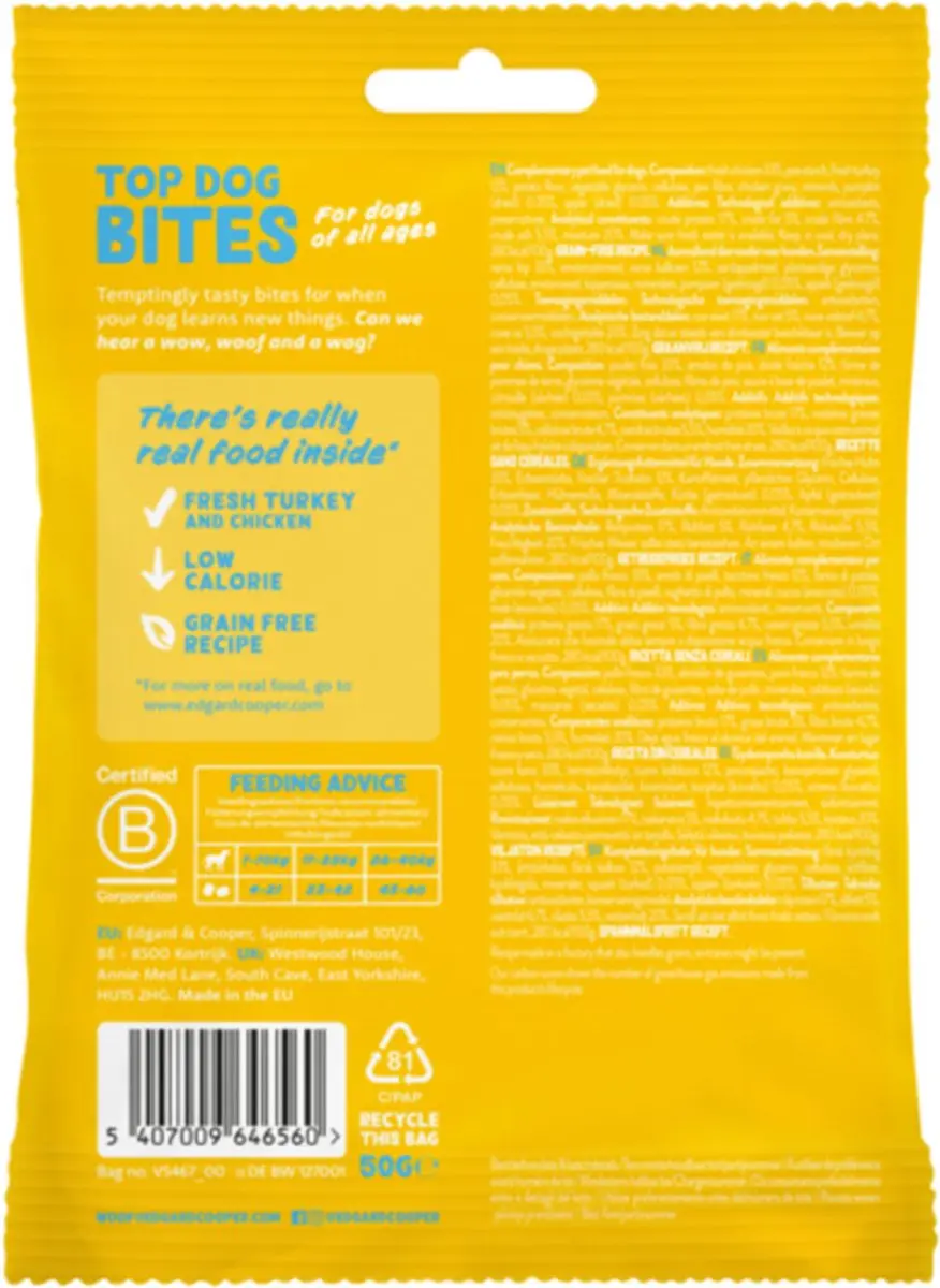 Edgard & Cooper Kalkoen Bites Hondensnacks 200g - 4x50g