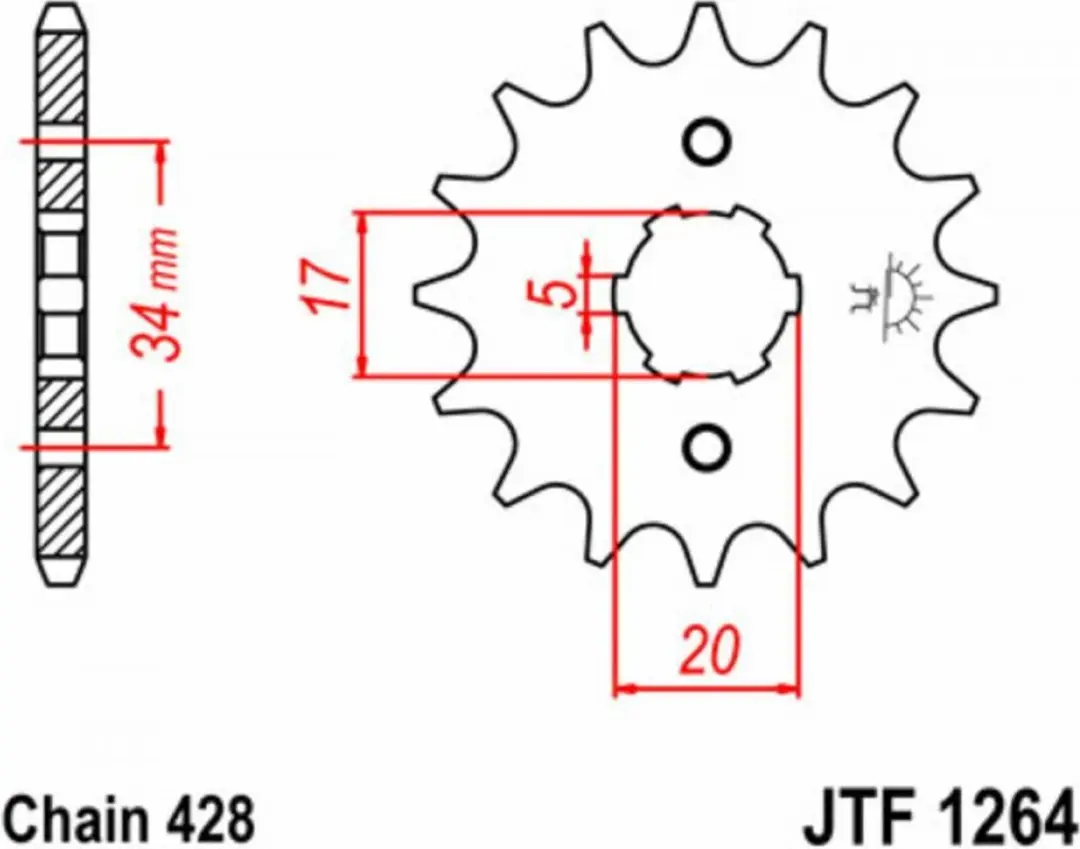 JT Sprockets JTF1264.15 Tandwiel 15 Tanden - Steek 428 - afbeelding 3 van 3