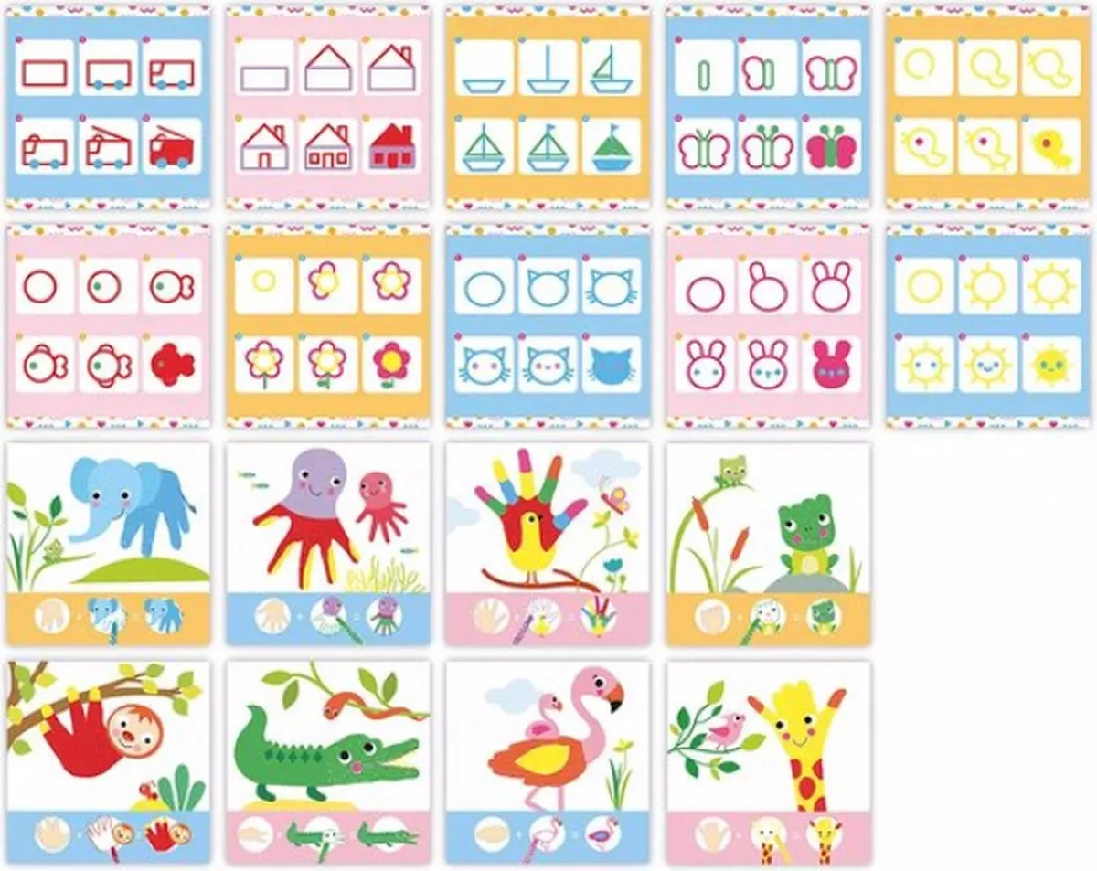 Janod My Arts & Crafts Teken- en Kleurboek - 8 Tabellen & 10 Illustraties - Multikleur