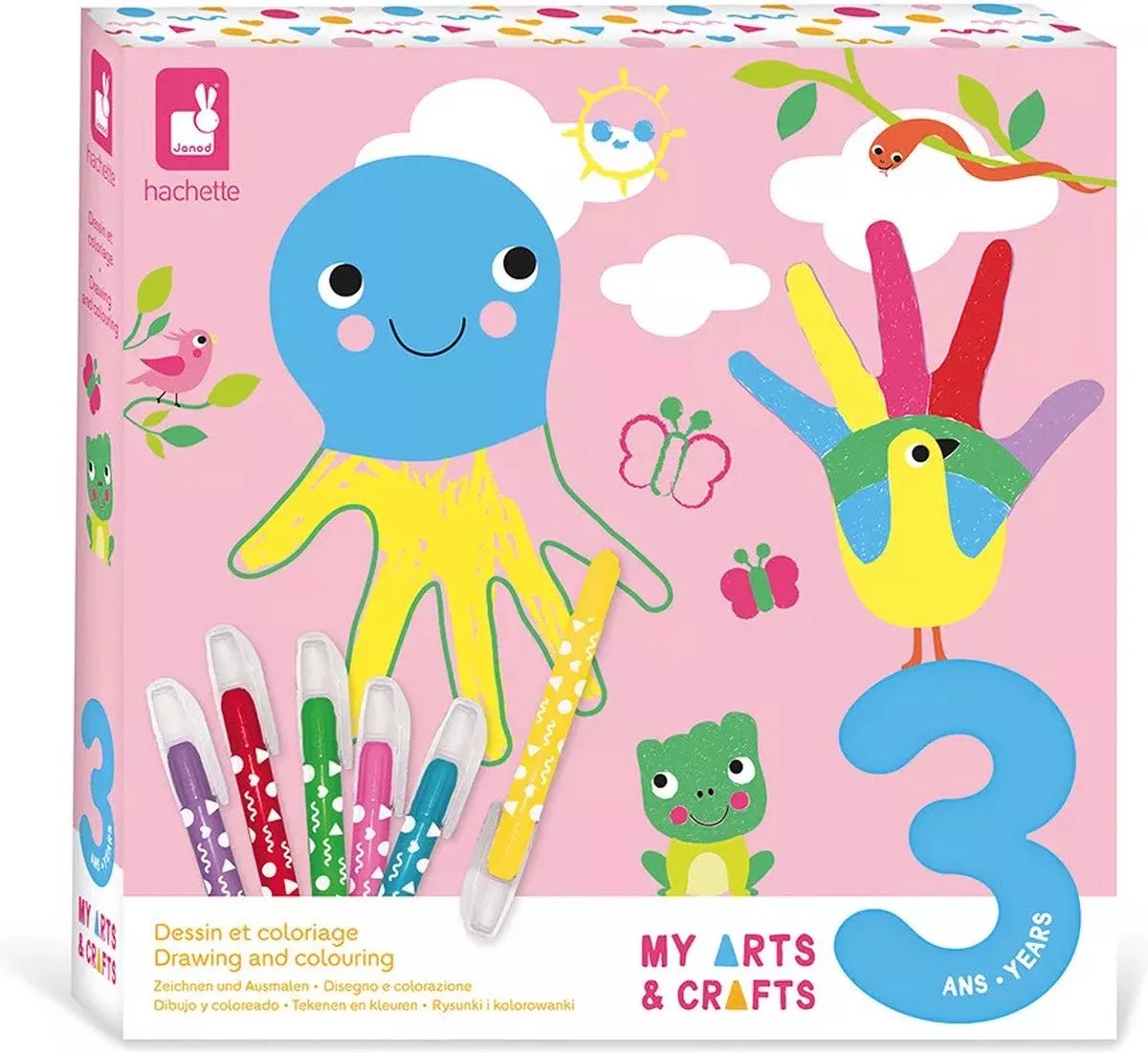 Janod My Arts & Crafts Teken- en Kleurboek - 8 Tabellen & 10 Illustraties - Multikleur
