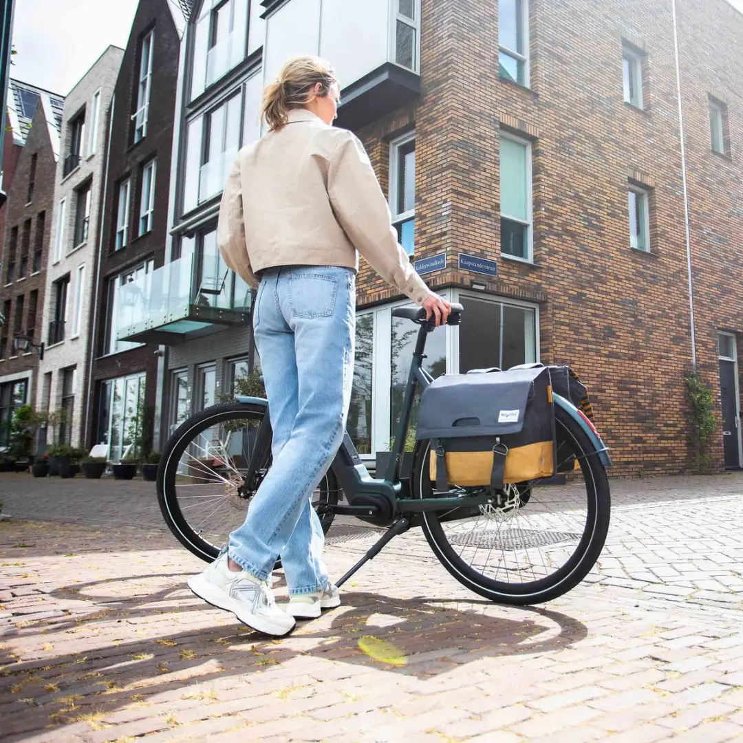 URBAN PROOF Gerecyclede Dubbele Fietstas 40L - Grijs/Goud - afbeelding 3 van 6
