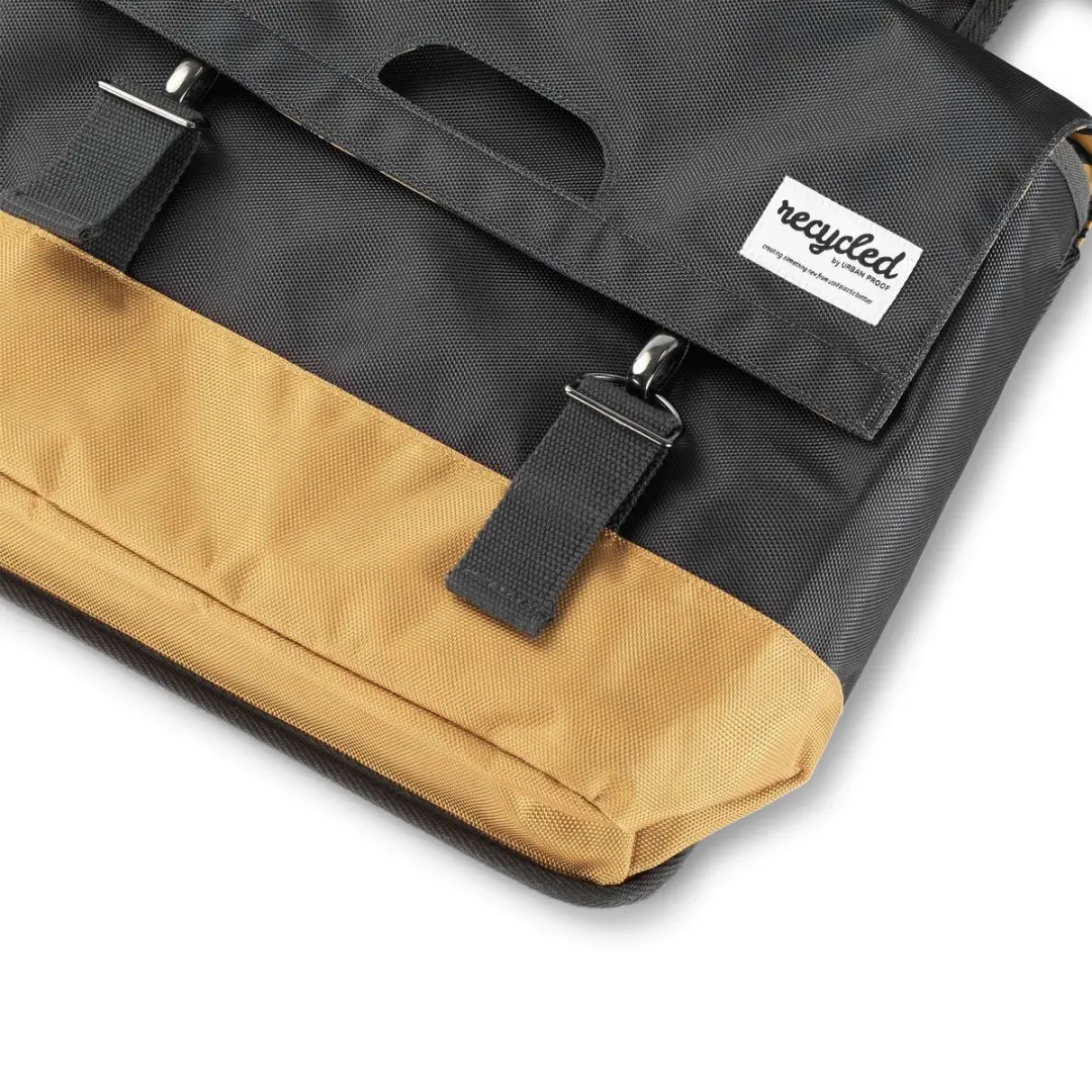 URBAN PROOF Gerecyclede Dubbele Fietstas 40L - Grijs/Goud - afbeelding 6 van 6