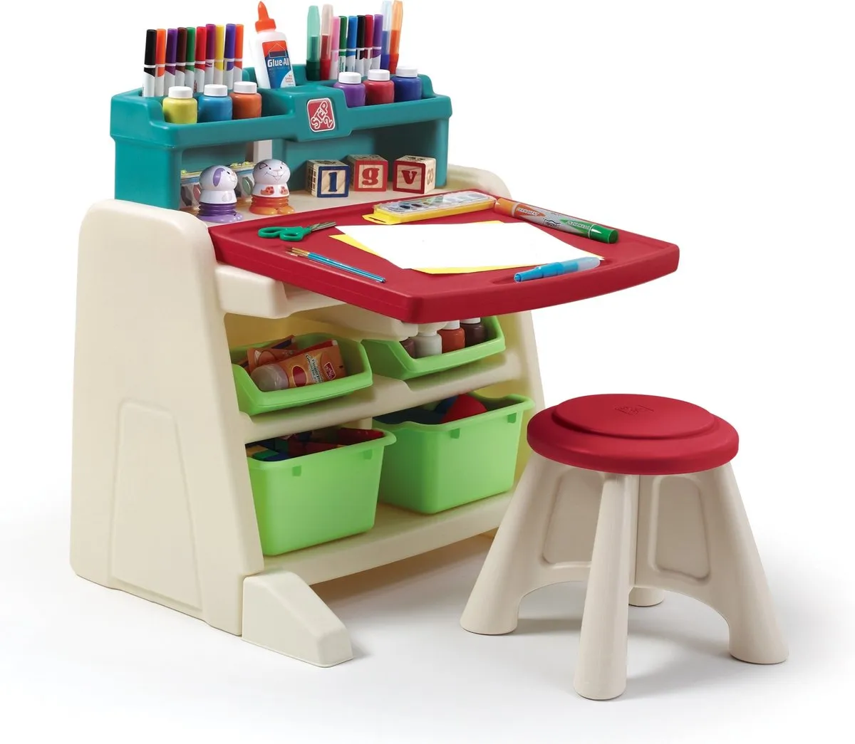 Step2 Flip & Doodle Easel Bureau - Knutseltafel Beige/Rood