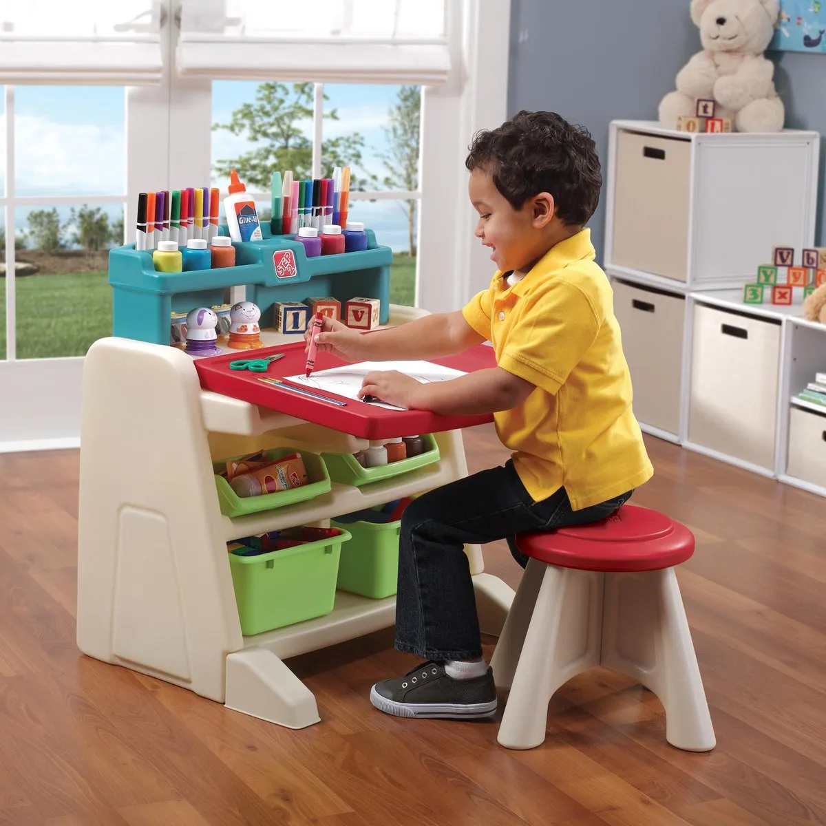 Step2 Flip & Doodle Easel Bureau - Knutseltafel Beige/Rood