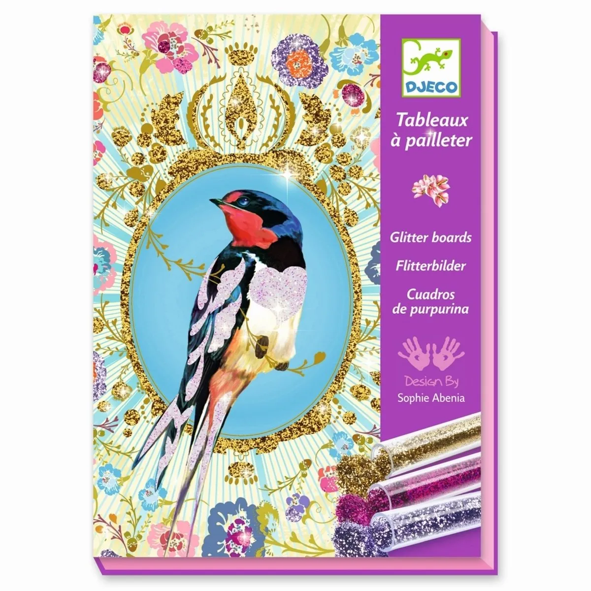 Djeco Glitter Birds Schilderkaarten - 4 Stuks Multicolor
