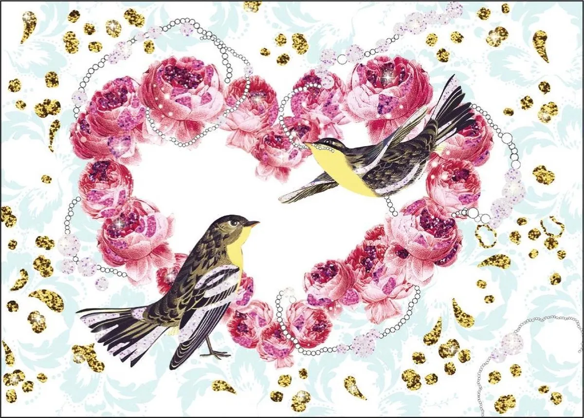Djeco Glitter Birds Schilderkaarten - 4 Stuks Multicolor - afbeelding 6 van 6