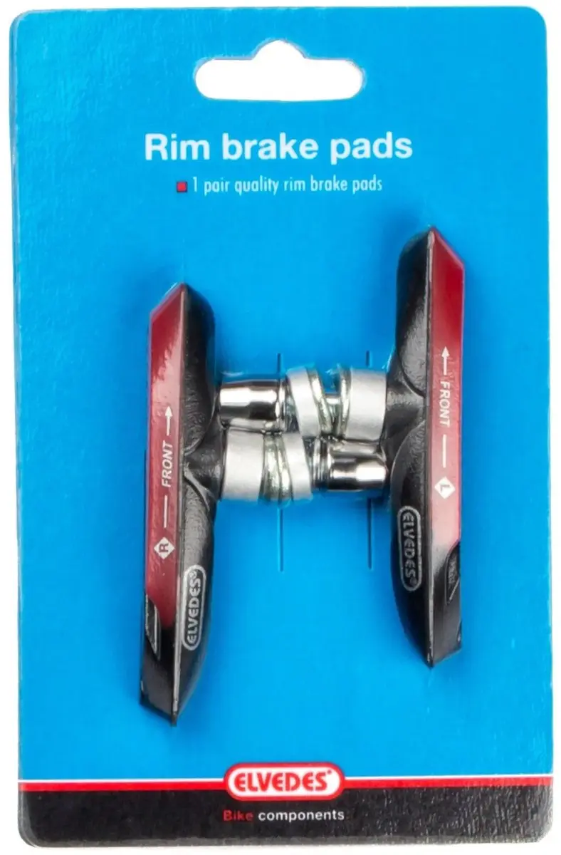 Elvedes V-brake Remblokken 72mm - Zwart/Rood