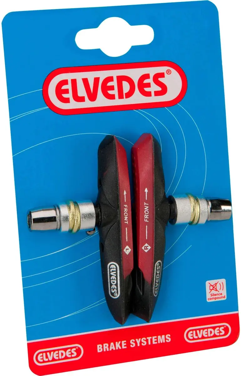 Elvedes V-brake Remblokken 72mm - Zwart/Rood