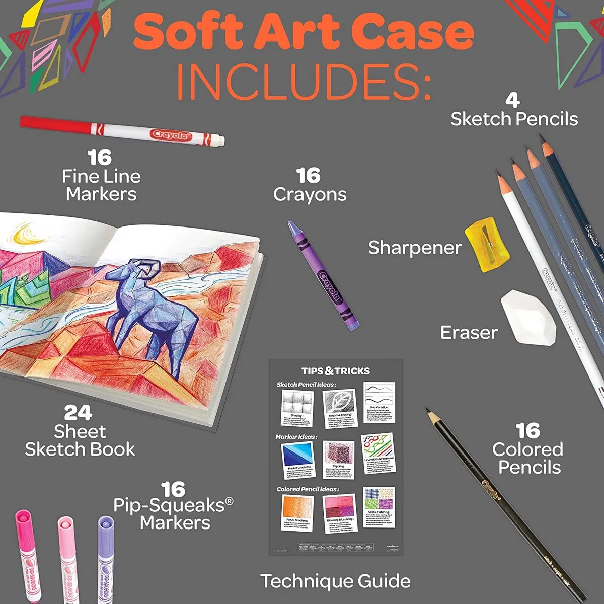 Crayola Sketch and Color Art Kit - 70 Stuks - Veelkleurig