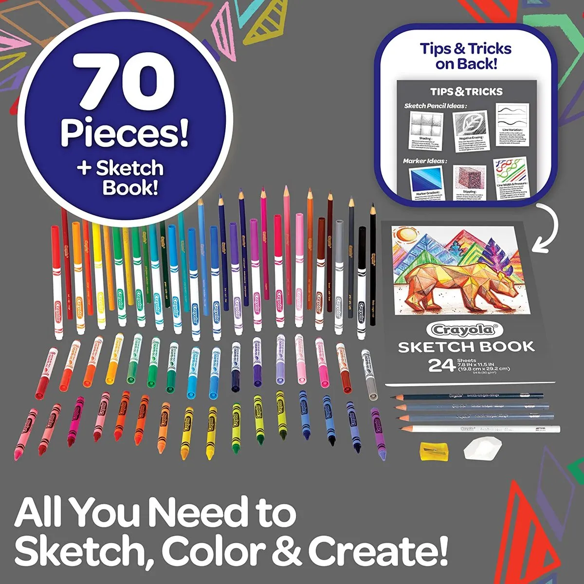 Crayola Sketch and Color Art Kit - 70 Stuks - Veelkleurig