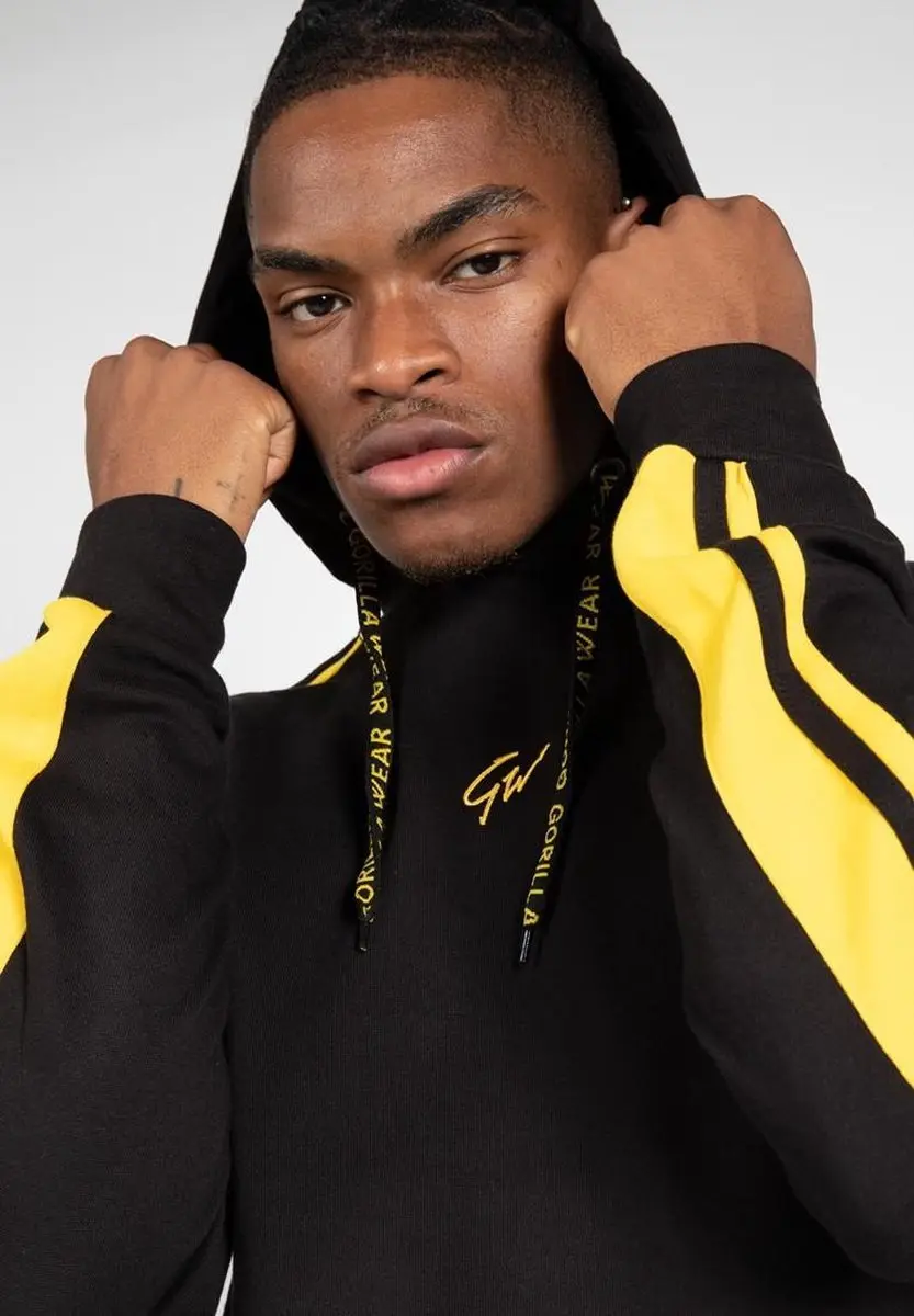 Gorilla Wear Banks Oversized Hoodie S - Zwart/Geel - afbeelding 2 van 6