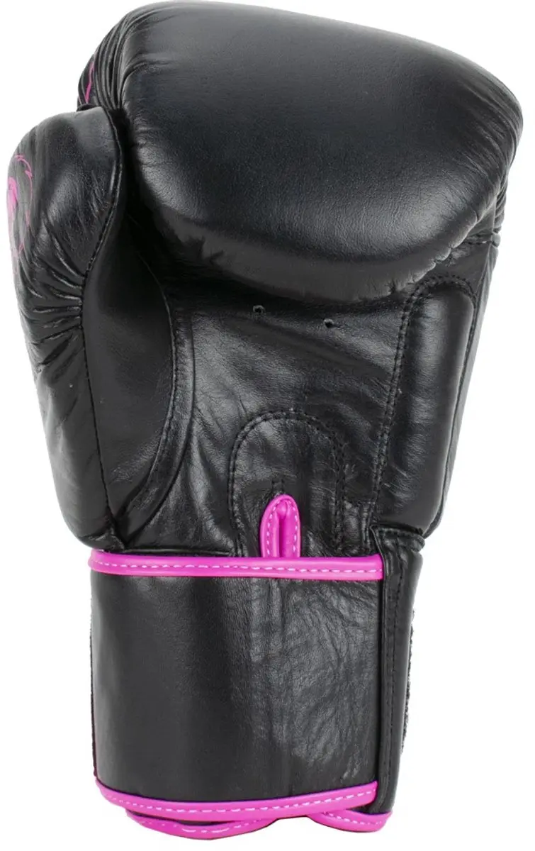 Super Pro Warrior Lederen Bokshandschoenen 12oz - Zwart/Roze