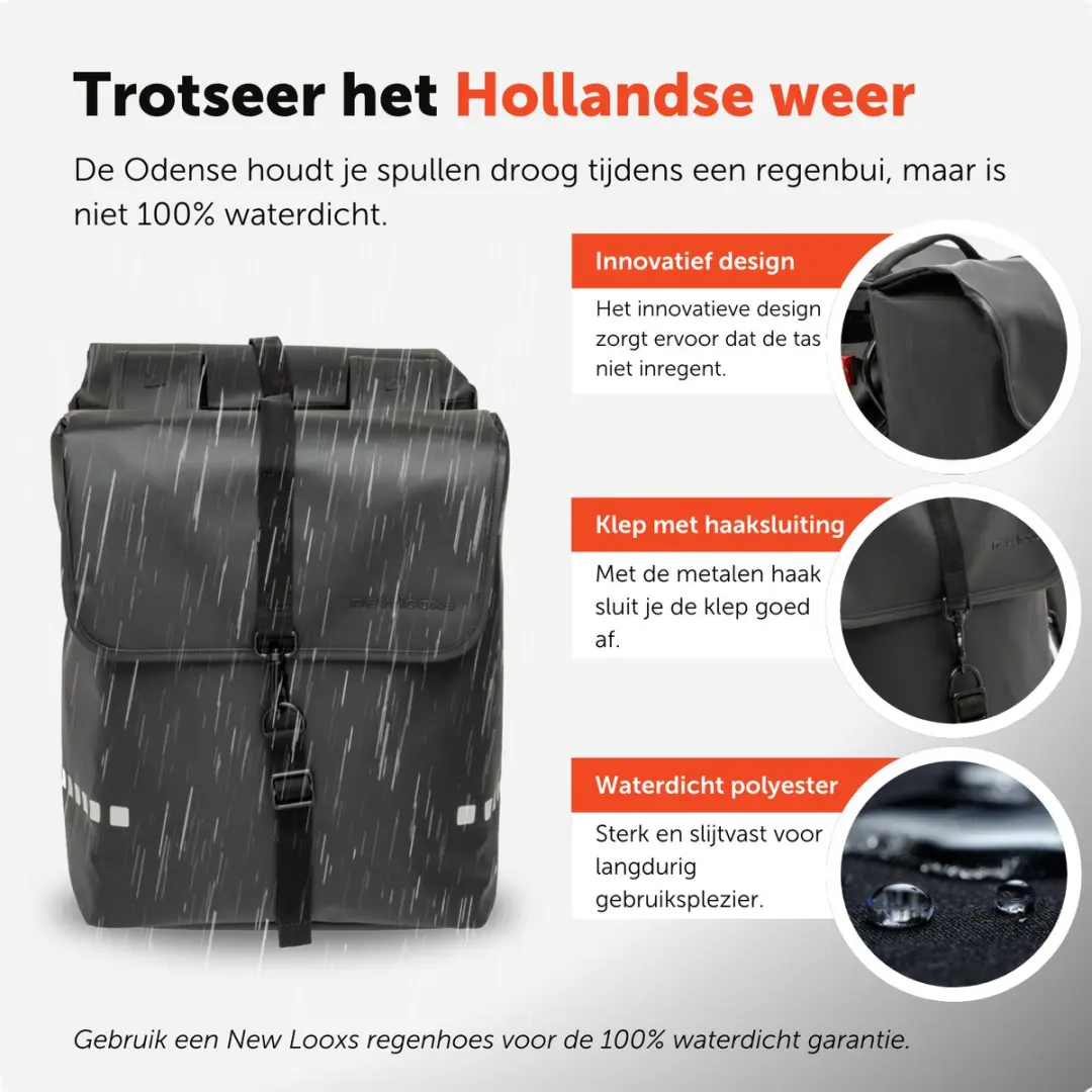 New Looxs Odense Double Dubbele Fietstas 39L - Zwart - afbeelding 2 van 6