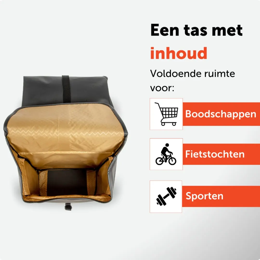 New Looxs Odense Double Dubbele Fietstas 39L - Zwart - afbeelding 4 van 6