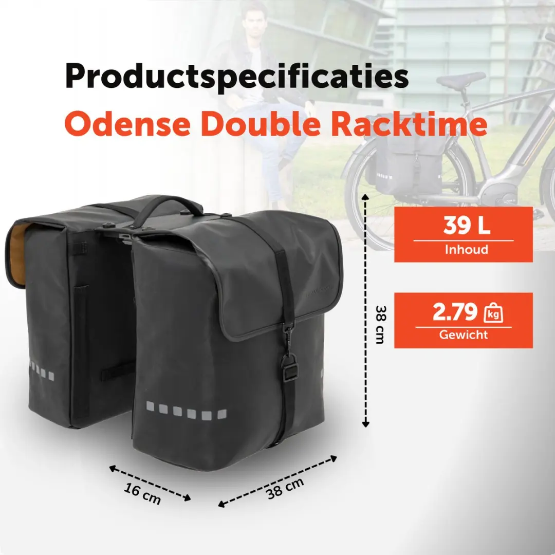 New Looxs Odense Double Dubbele Fietstas 39L - Zwart - afbeelding 5 van 6