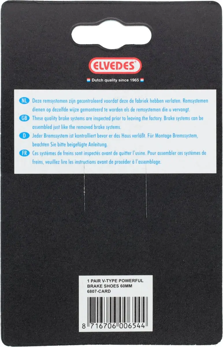Elvedes V-type Velgremblokjes 60mm - Paar - Zwart - afbeelding 3 van 6