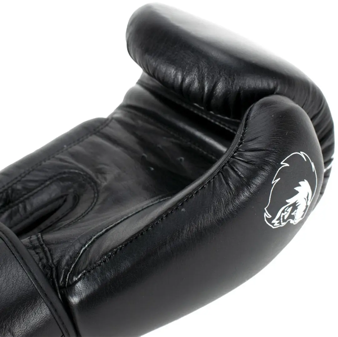 Super Pro Warrior Lederen Bokshandschoenen 6oz - Zwart/Wit