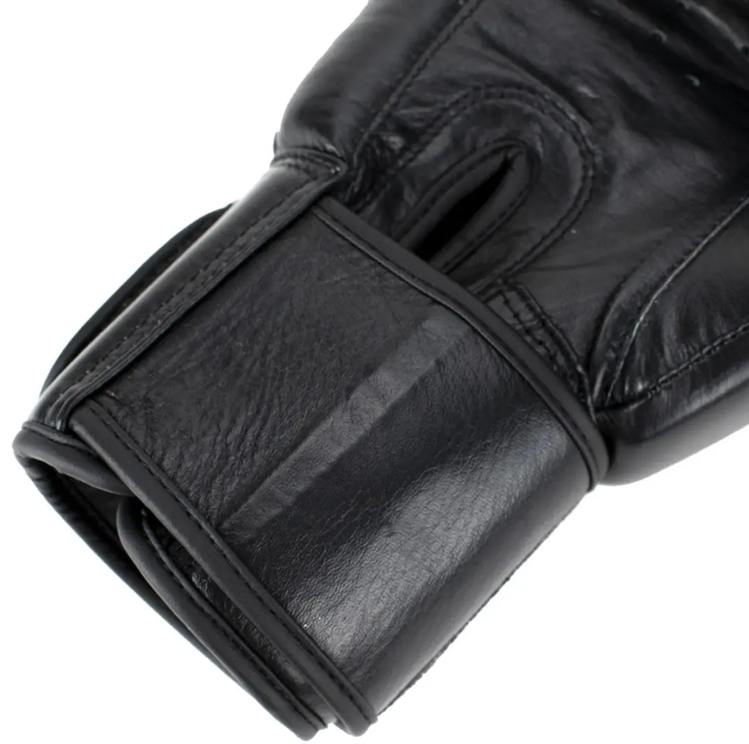 Super Pro Warrior Lederen Bokshandschoenen 6oz - Zwart/Wit