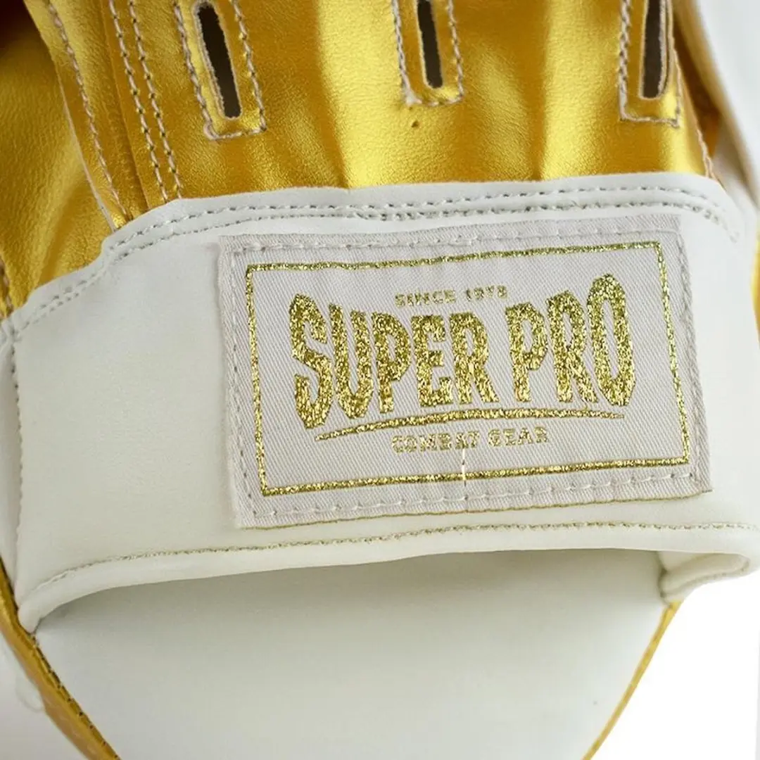 Super Pro Combat Gear Handpads Curved PU - Wit/Goud