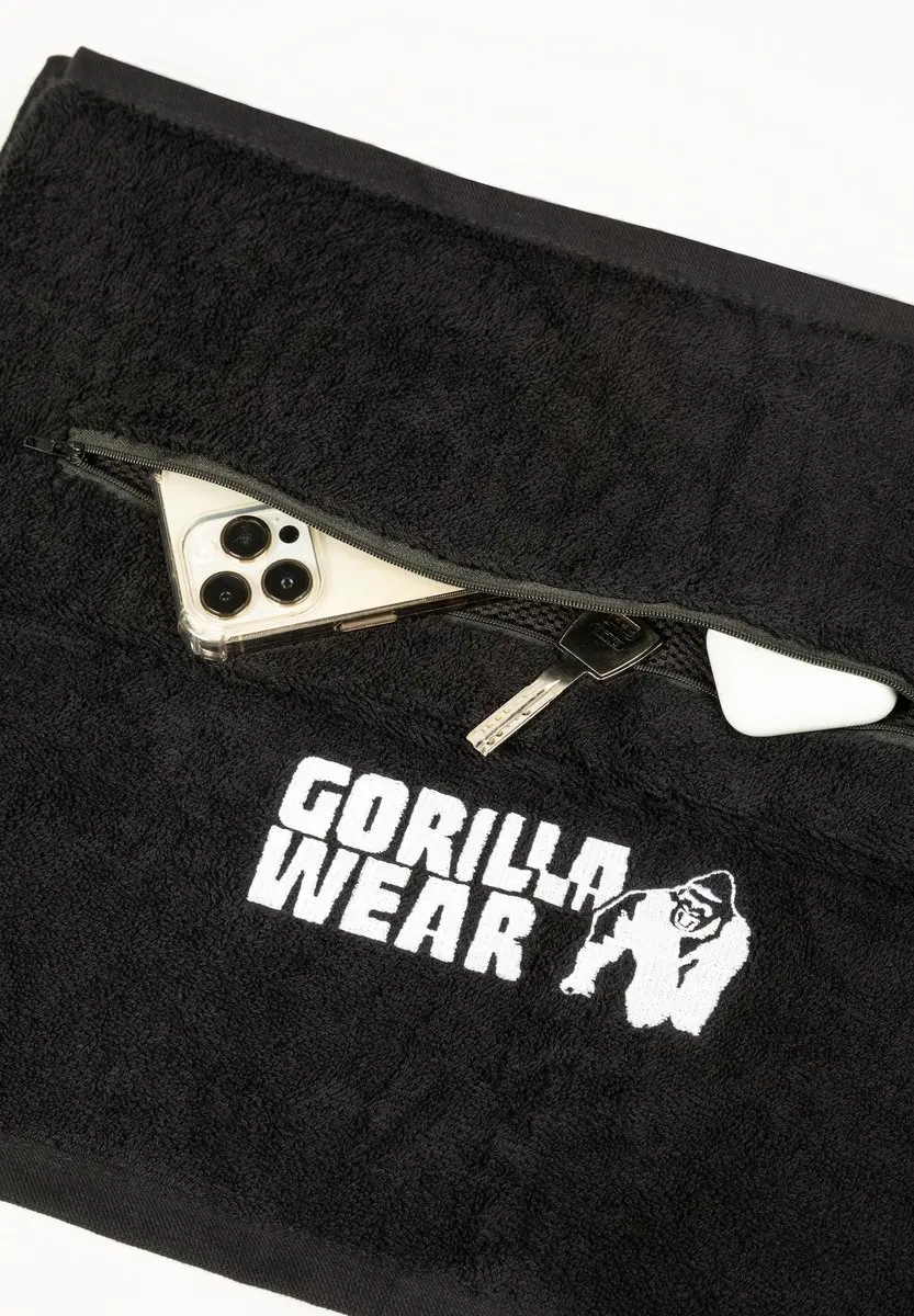 Gorilla Wear Zip Pocket Handdoek - Zwart - afbeelding 6 van 6