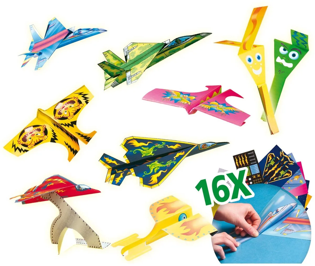 SES Creative Vliegtuigjes Vouwen Knutselset - 16 Stuks