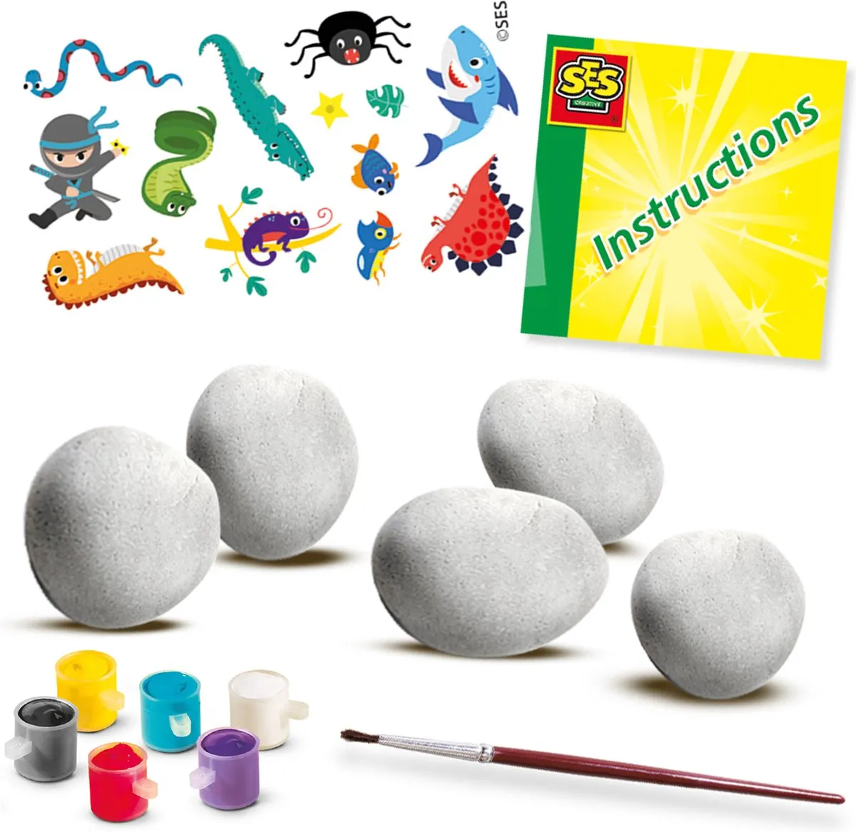 SES Creative Rub-on Stenen Schilderen - 5 Stenen