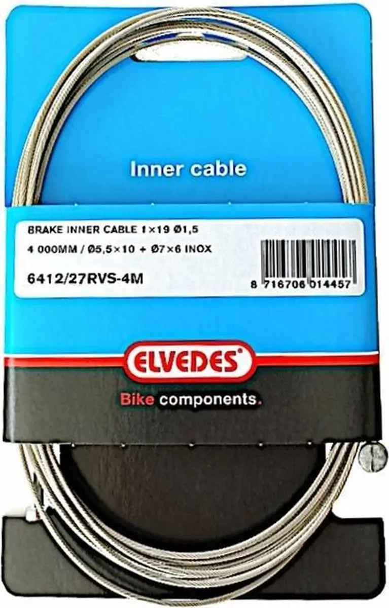 Elvedes Achterrembinnenkabel 4m RVS - 2 Nippels