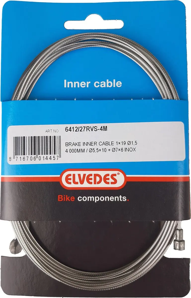 Elvedes Achterrembinnenkabel 4m RVS - 2 Nippels