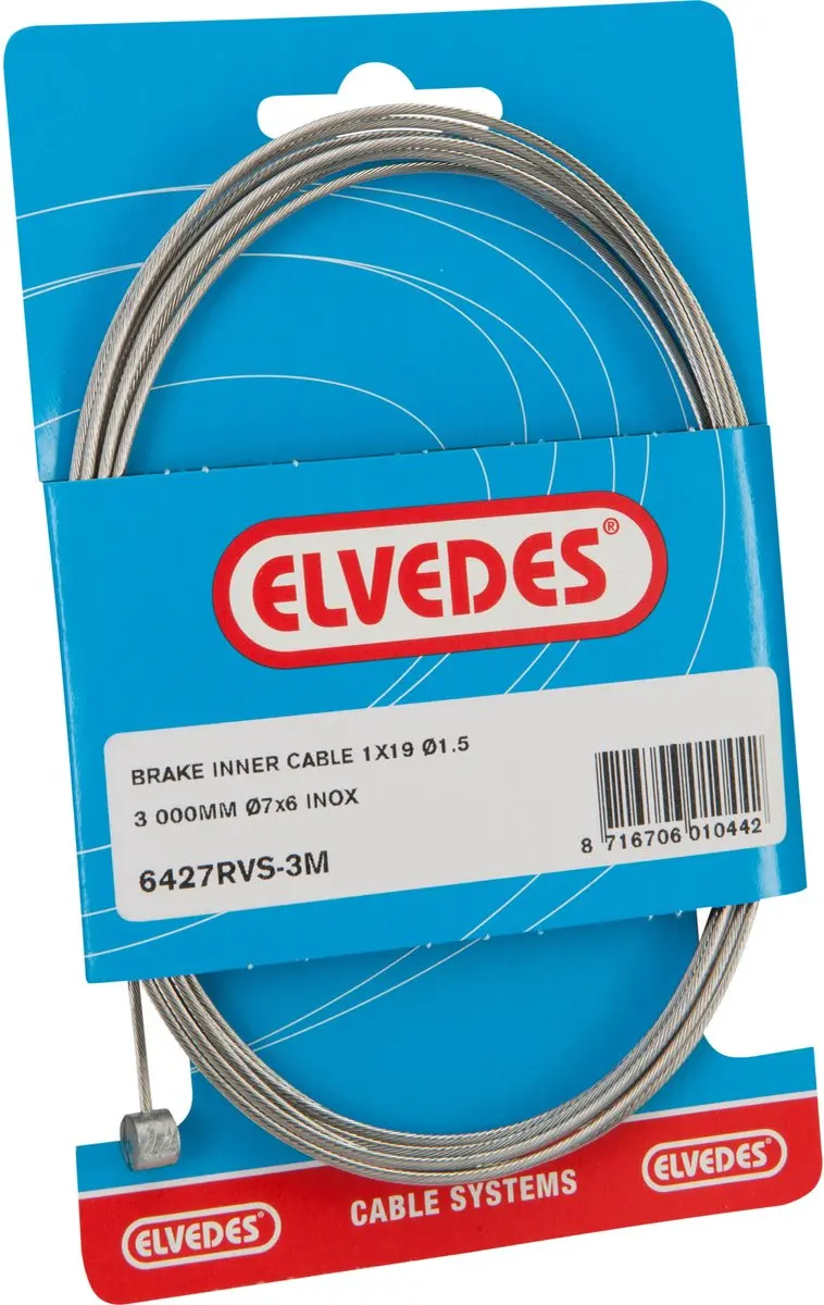Achterrembinnenkabel Elvedes 4 meter RVS met 2 nippels