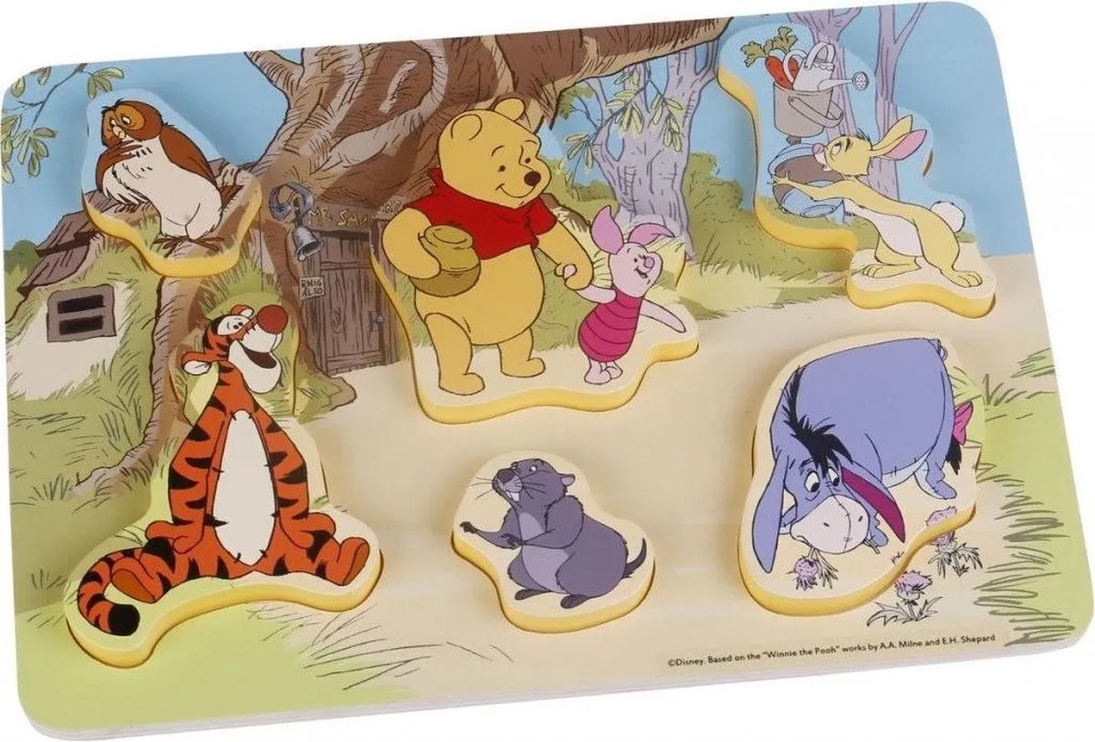 Disney Winnie de Pooh Junior Houten Puzzel - 6 Stukjes - Multicolor