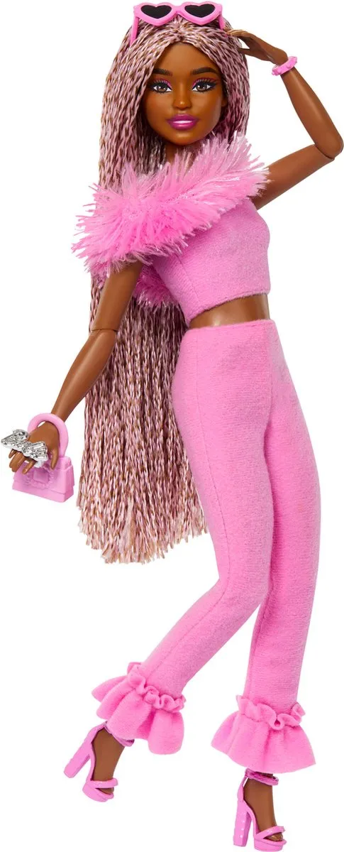Barbie Deluxe Stijl Pop - Zachtroze set met namaakbont