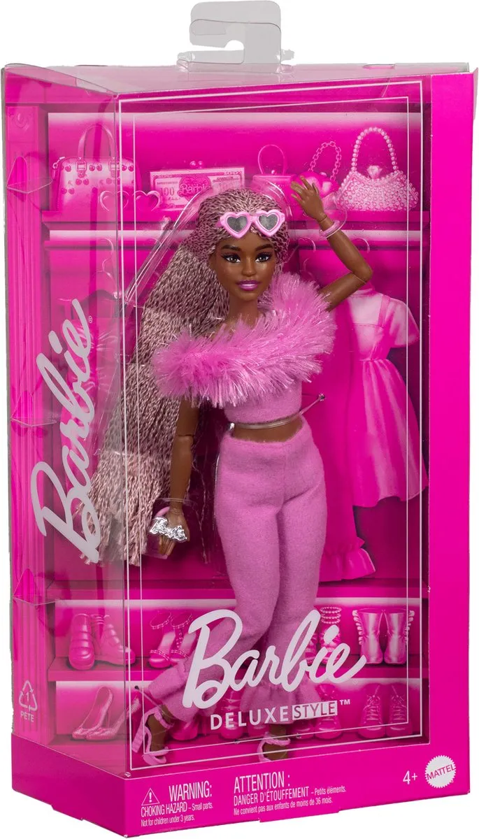 Barbie Deluxe Stijl Pop - Zachtroze set met namaakbont
