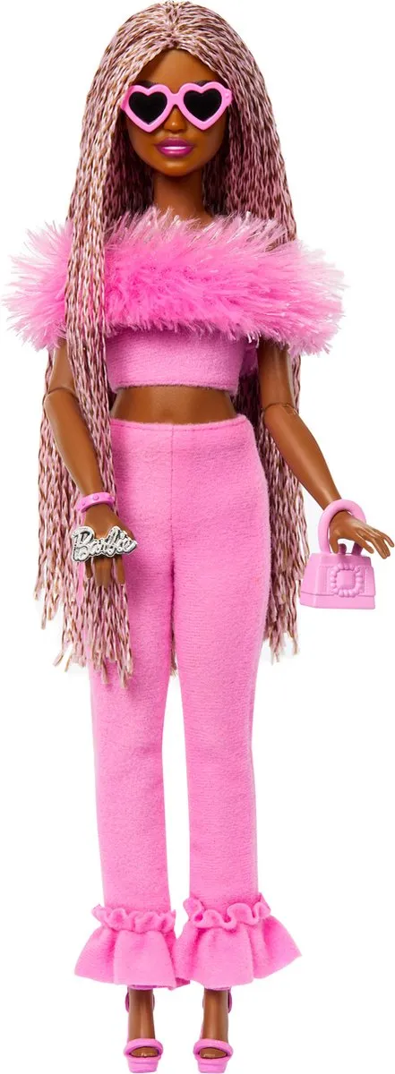 Barbie Deluxe Stijl Pop - Zachtroze set met namaakbont