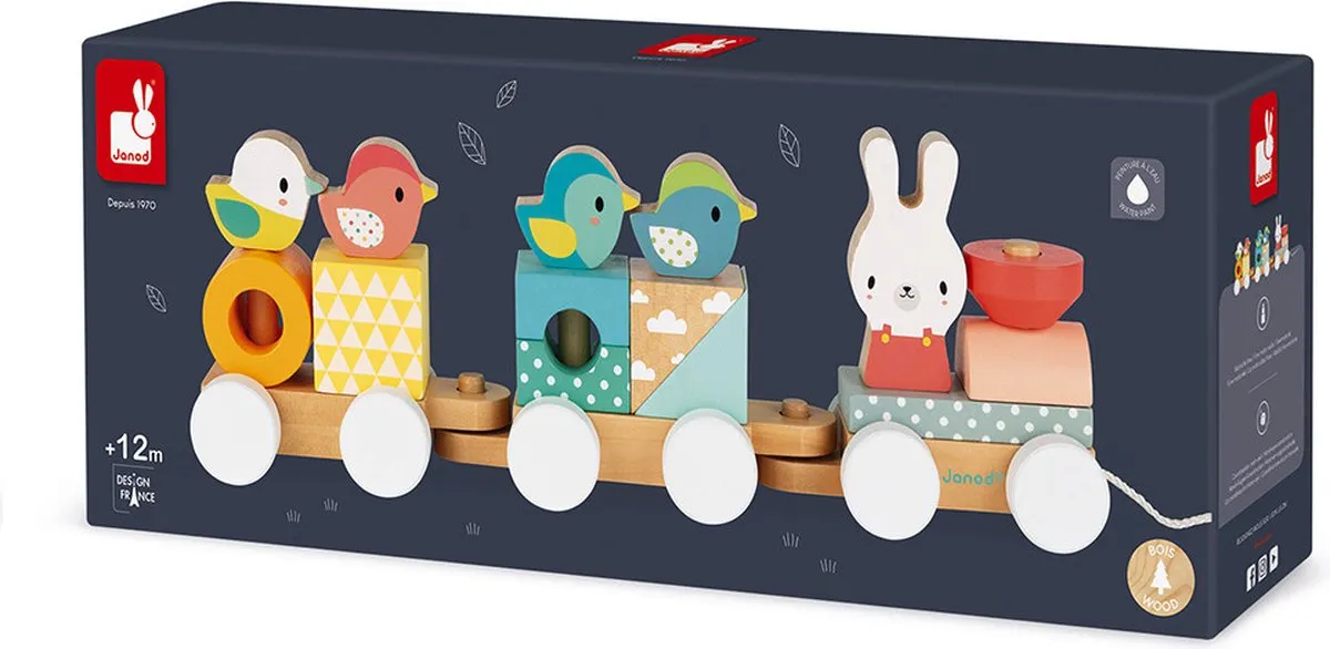 Janod Pure Houten Trein Bouwset 17 Blokken - 5157