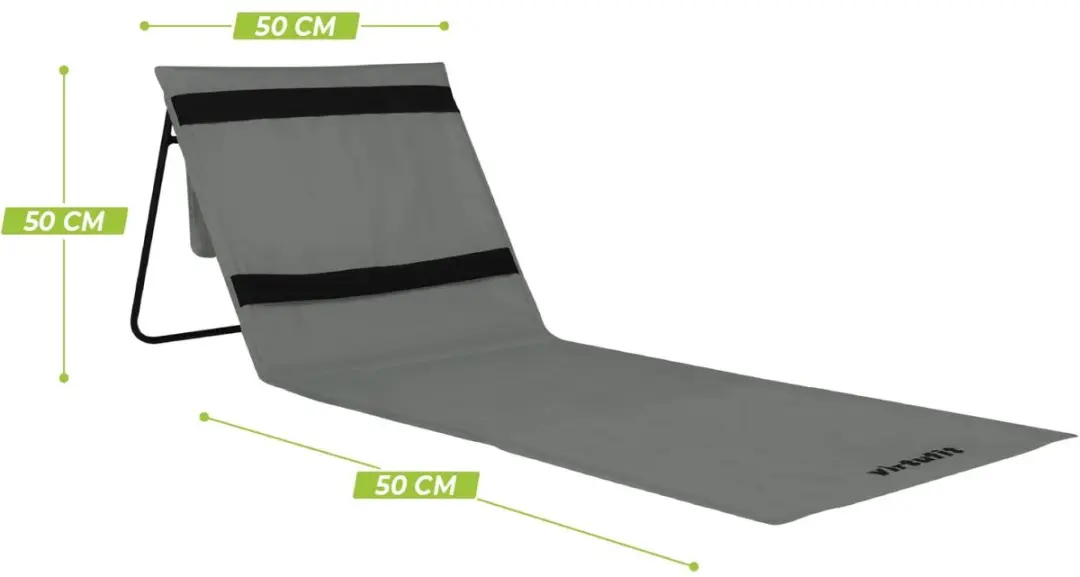 Virtufit Strandmat met Rugleuning 166cm - Grijs