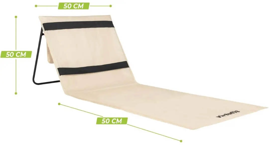 Virtufit Strandmat met Rugleuning 166cm - Beige