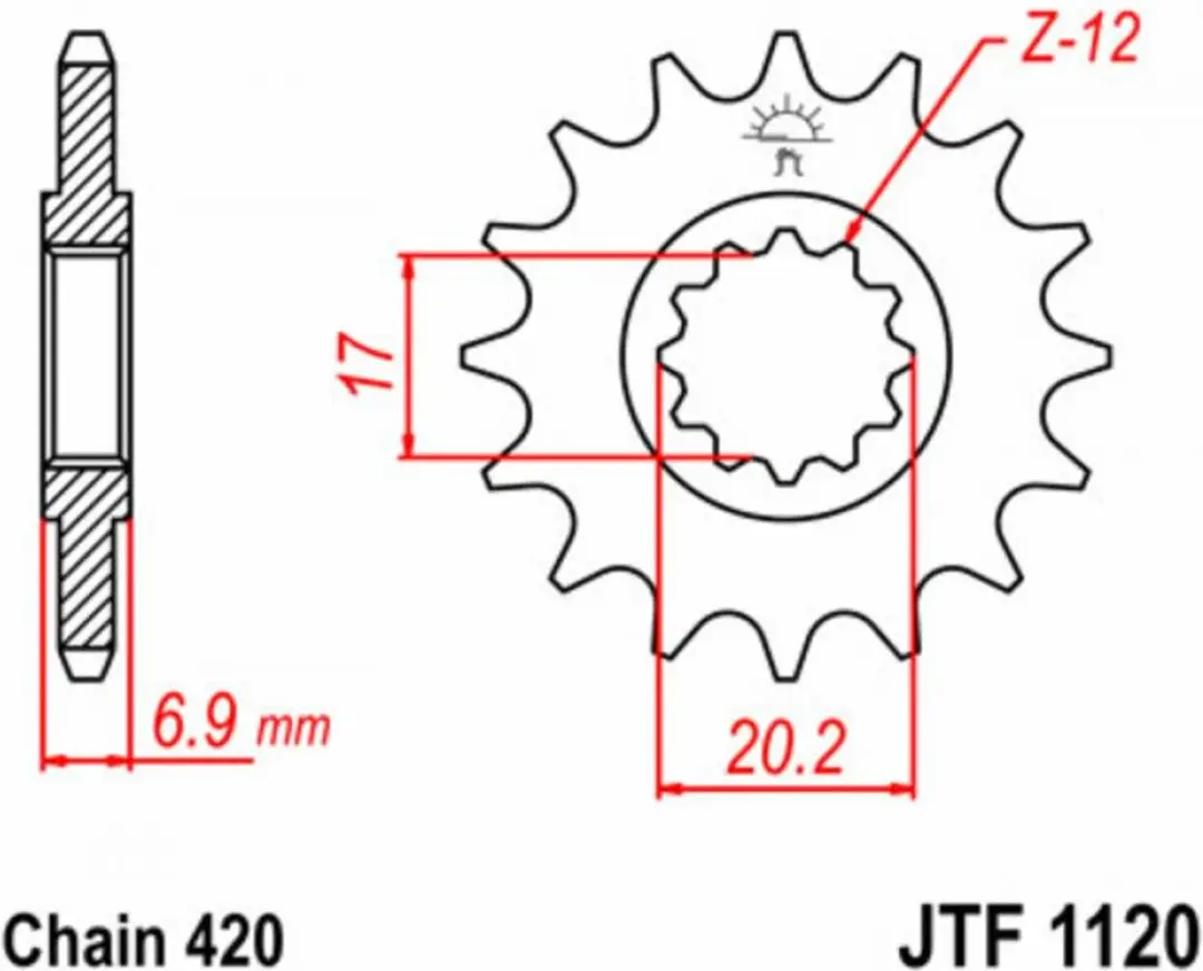 JT Sprockets JTF1120.13 Kettingring 13 Tanden - Grijs - afbeelding 6 van 6