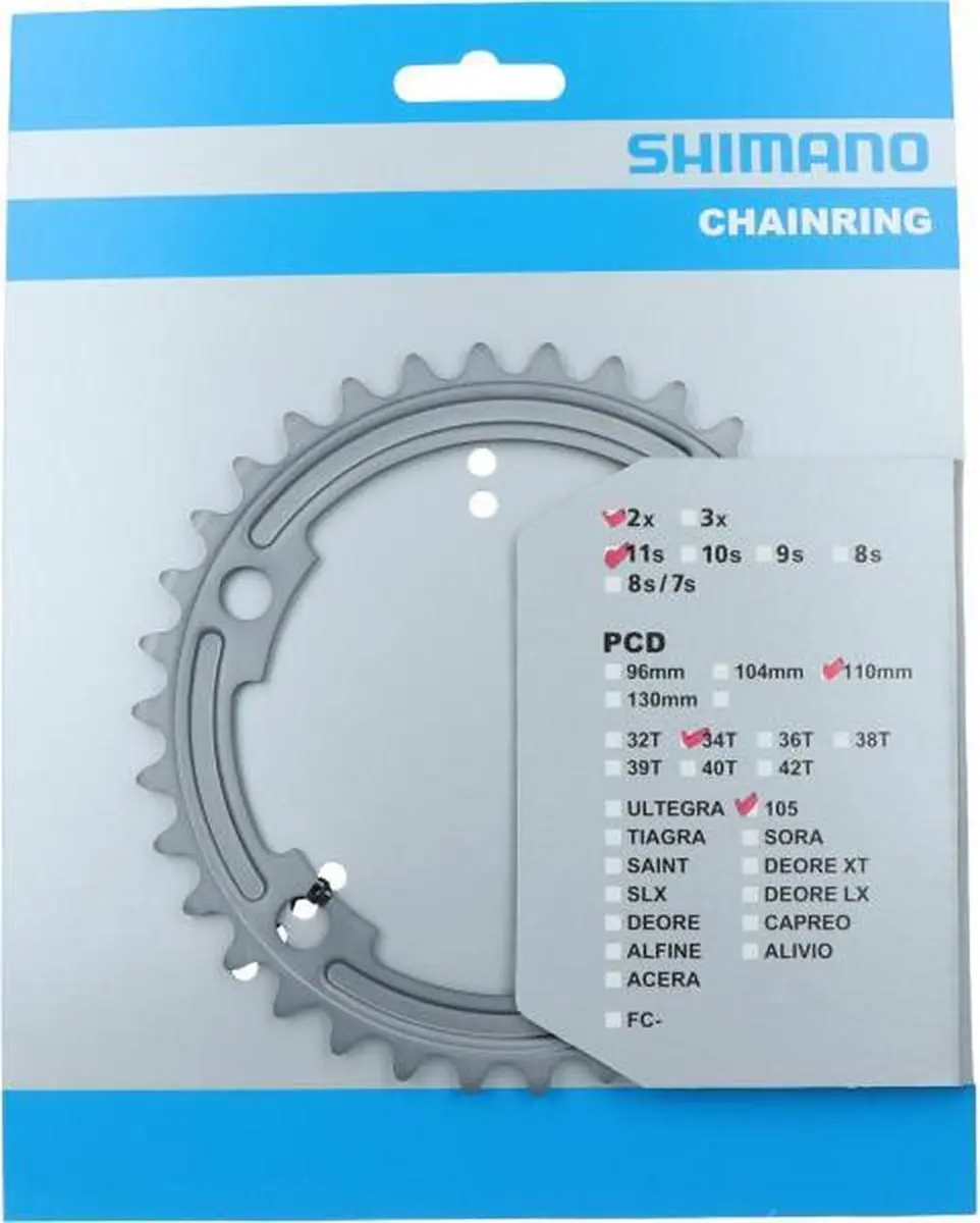Shimano 105 FC-R7000 Kettingblad 34T - Zilver - afbeelding 2 van 3