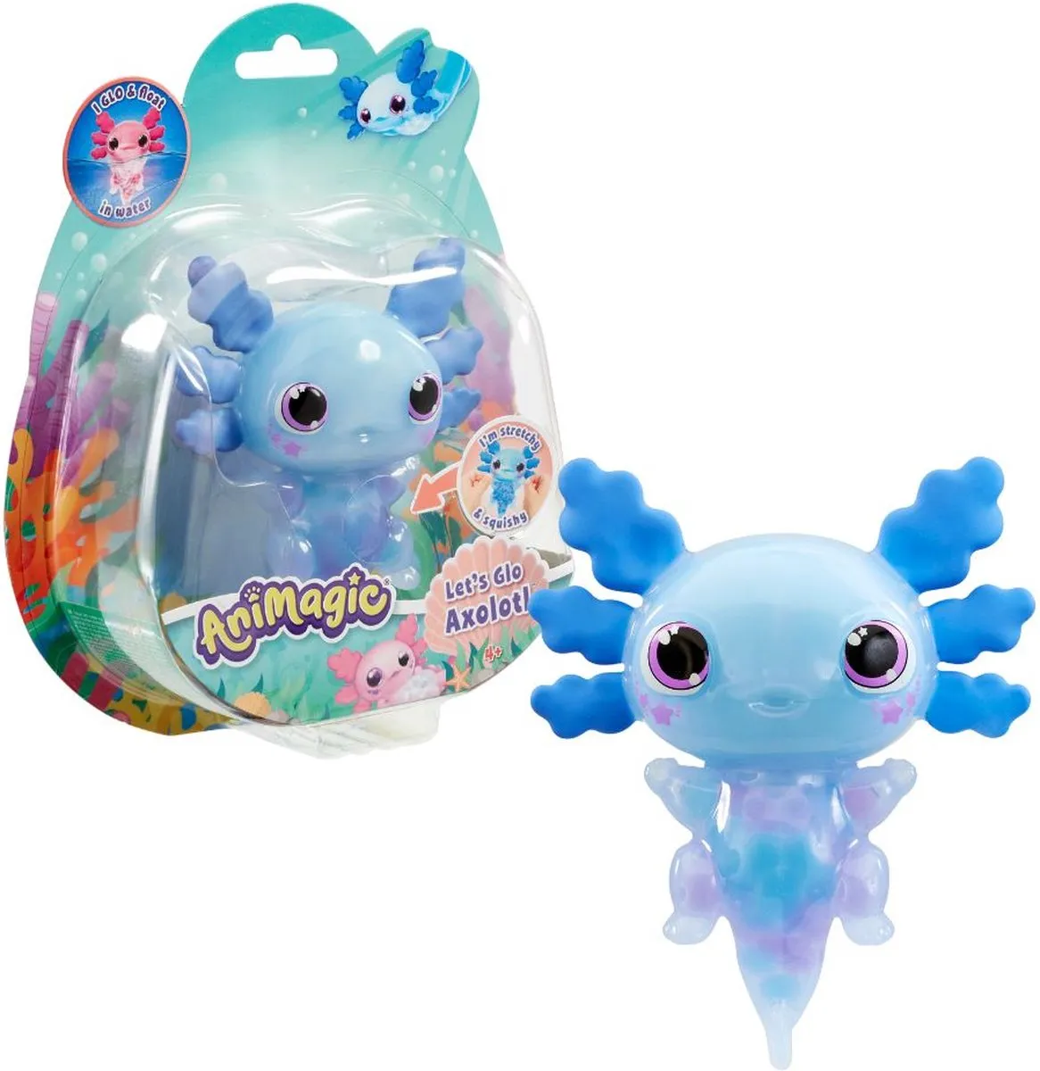 Goliath Animagic Let's Glo Axolotl Blauw Speelfiguur