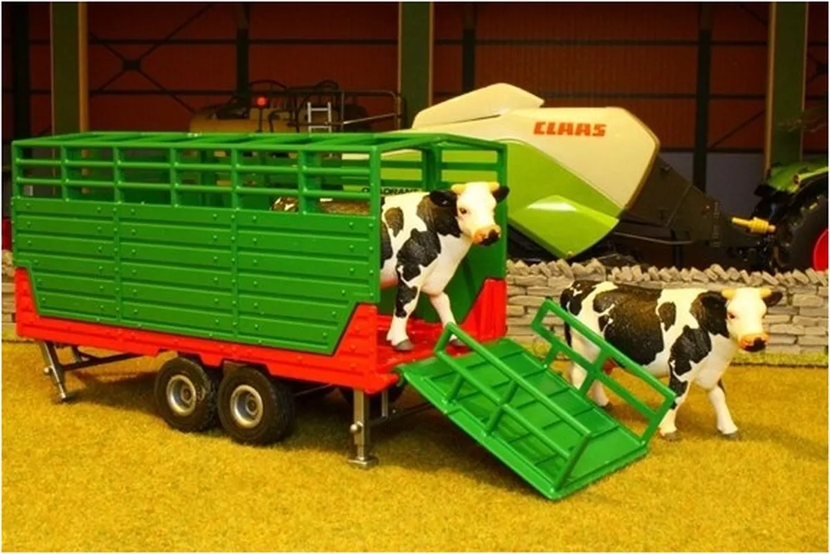 SIKU 2875 Veewagen met 2 Holstein-koeien - 1:32 - Groen