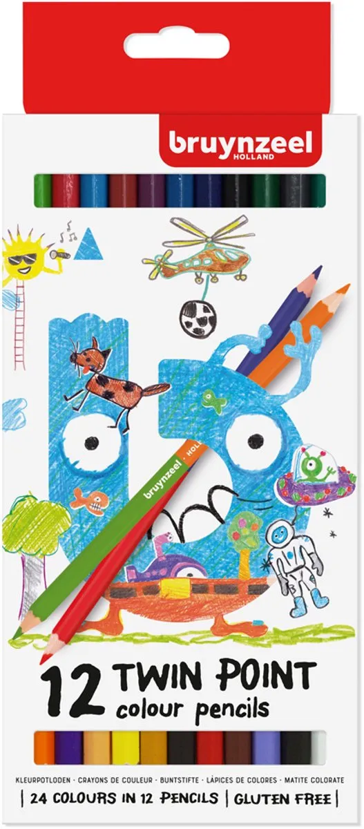 BRUYNZEEL Kids Twin Points Kleurpotloden - 12 Stuks - Assorti - afbeelding 6 van 6