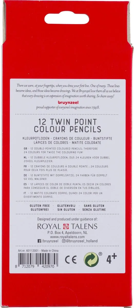 BRUYNZEEL Kids Twin Points Kleurpotloden - 12 Stuks - Assorti