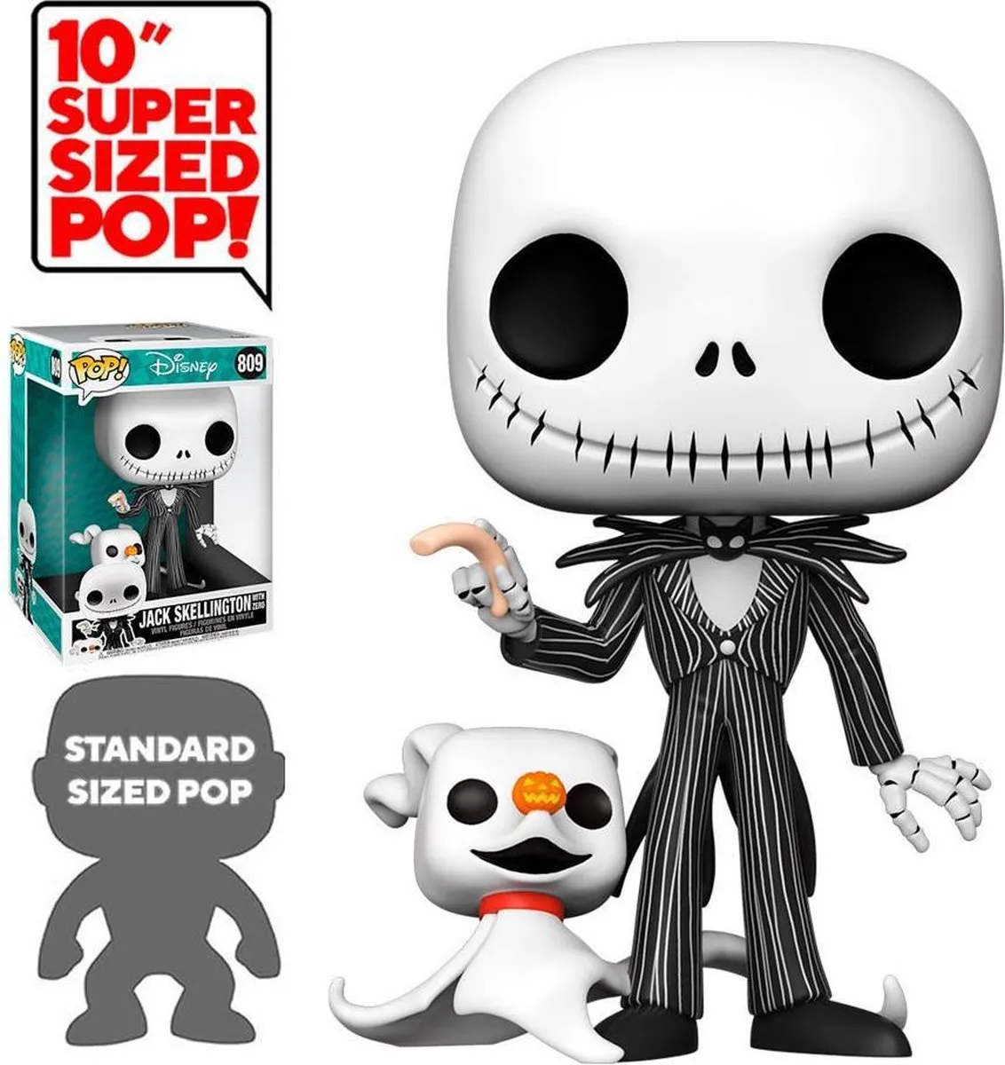 Funko Pop! Disney Jumbo Jack Skellington met Zero - 25cm - Multi